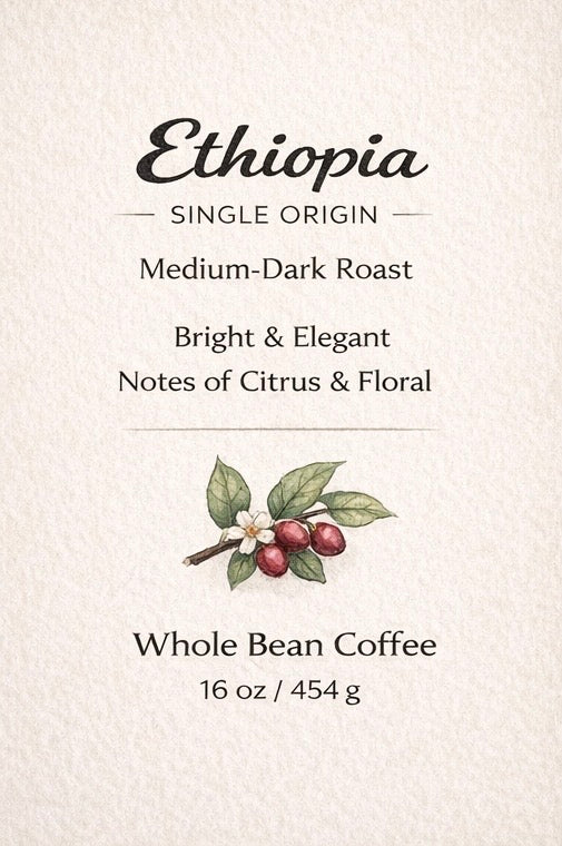 EMERALD GARDEN Ethiopia Single Origin Whole Bean Coffee