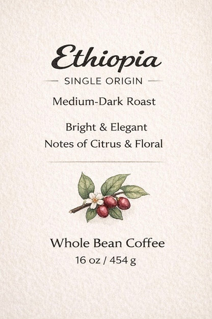 EMERALD GARDEN Ethiopia Single Origin Whole Bean Coffee