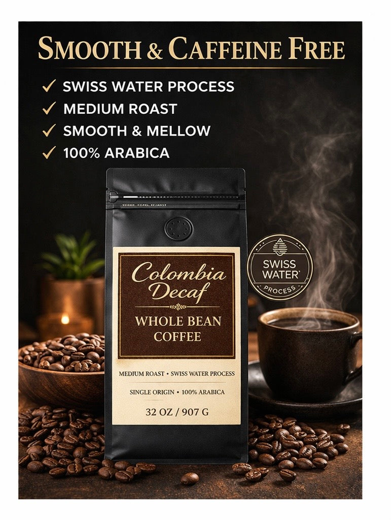EMERALD GARDEN Colombia Decaf  Single Origin Whole Bean - Smooth & Clean