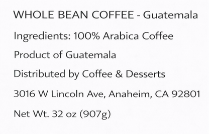 EMERALD GARDEN Guatemala Whole Bean Coffee - Medium Roast, 100% Arbica