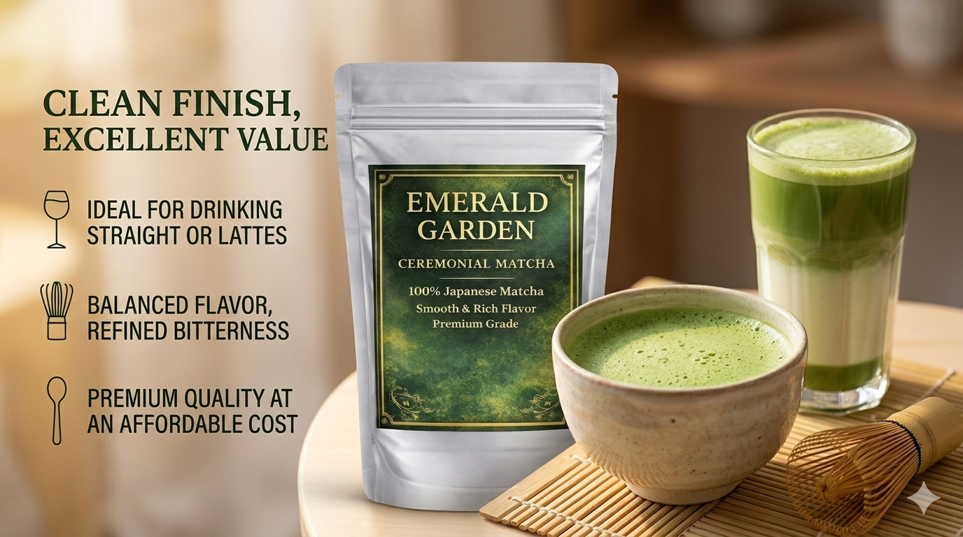 EMERALD GARDEN Premium Matcha Powder – Ceremonial Grade, 100% Pure Green Tea