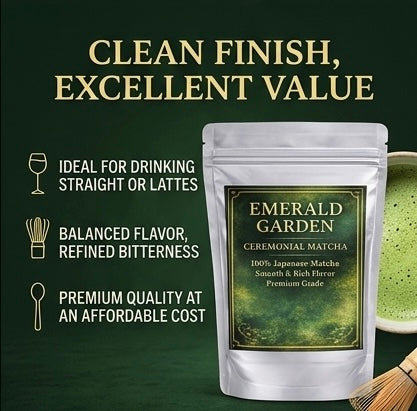 EMERALD GARDEN Premium Matcha Powder – Ceremonial Grade, 100% Pure Green Tea