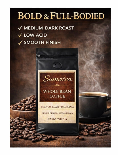 EMERALD GARDEN Sumatra Single Origin Whole Bean Coffee