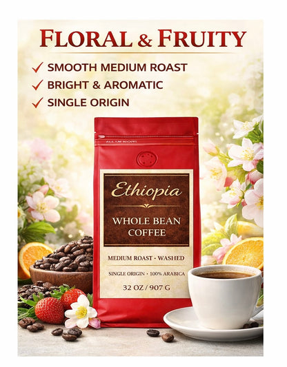 EMERALD GARDEN Ethiopia Single Origin Whole Bean Coffee